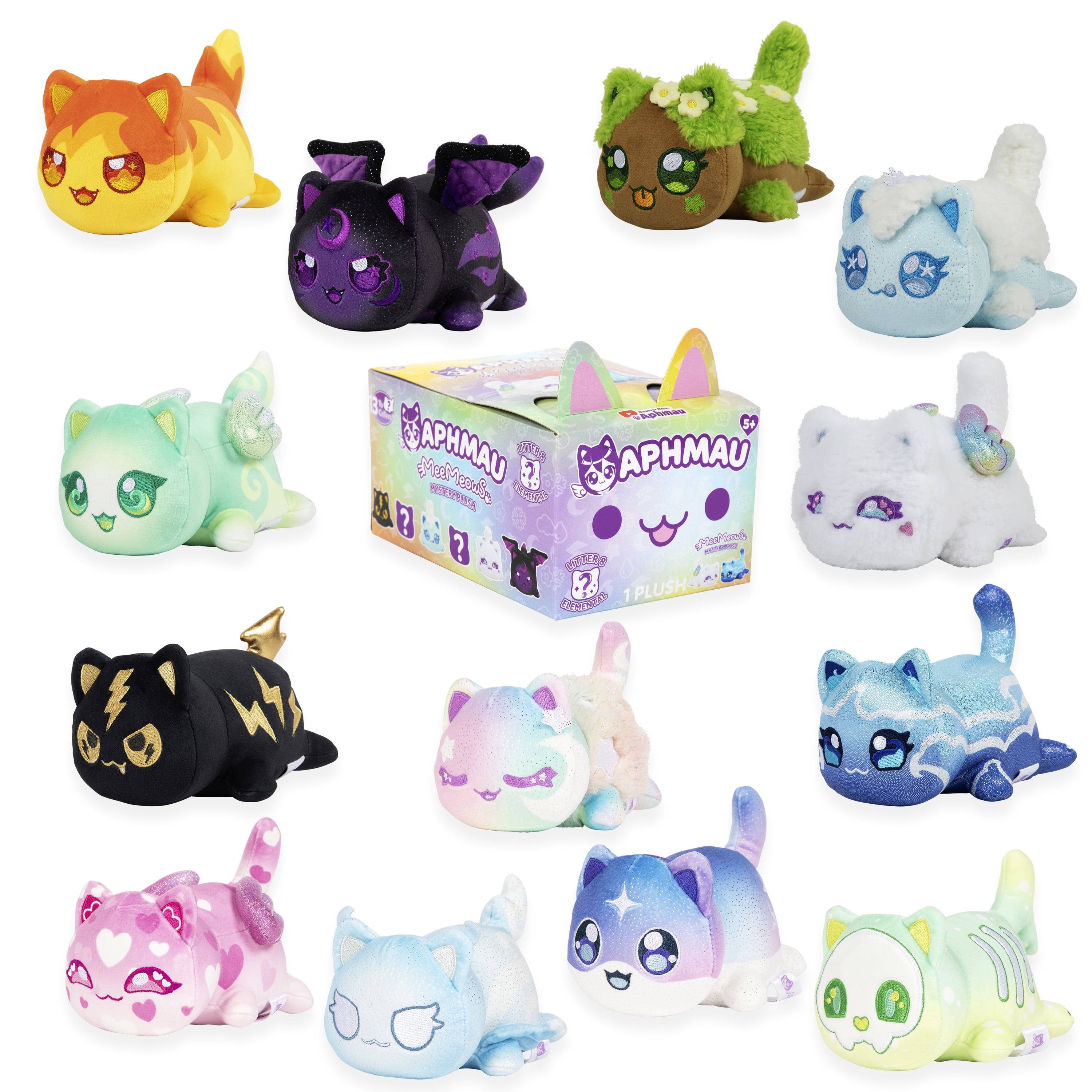 Aphmau 6 MeeMeow Mystery Plush Series 8, YouTube Gaming Channel, Blind Box, 1 of 8 Possible Toys, Aphmau Fun Elemental MeeMeows, Official Merch