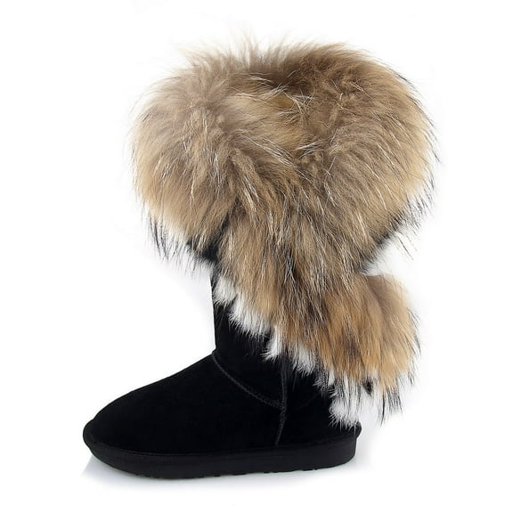 APHNUS Winter Snow Boots with Premium Leather Upper & Warm Faux Shearling Insulation