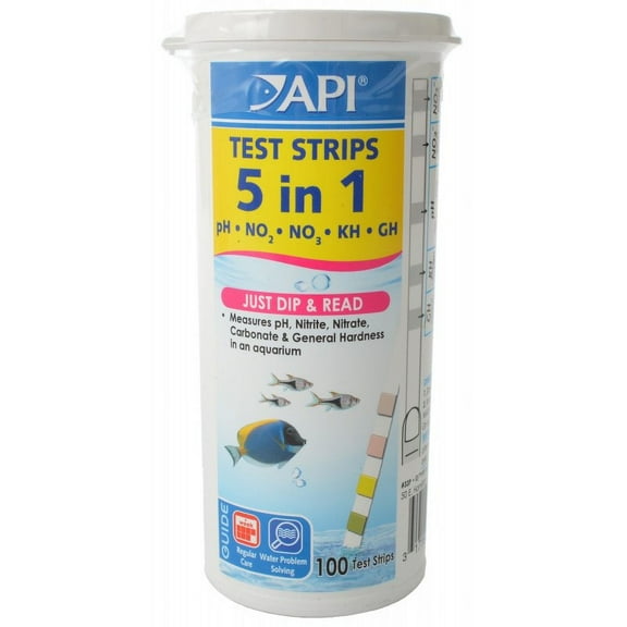 API 5 in 1 Aquarium Test Strips for Freshwater and Saltwater Aquariums [Aquarium, Aquarium Supplies] 100 Strips