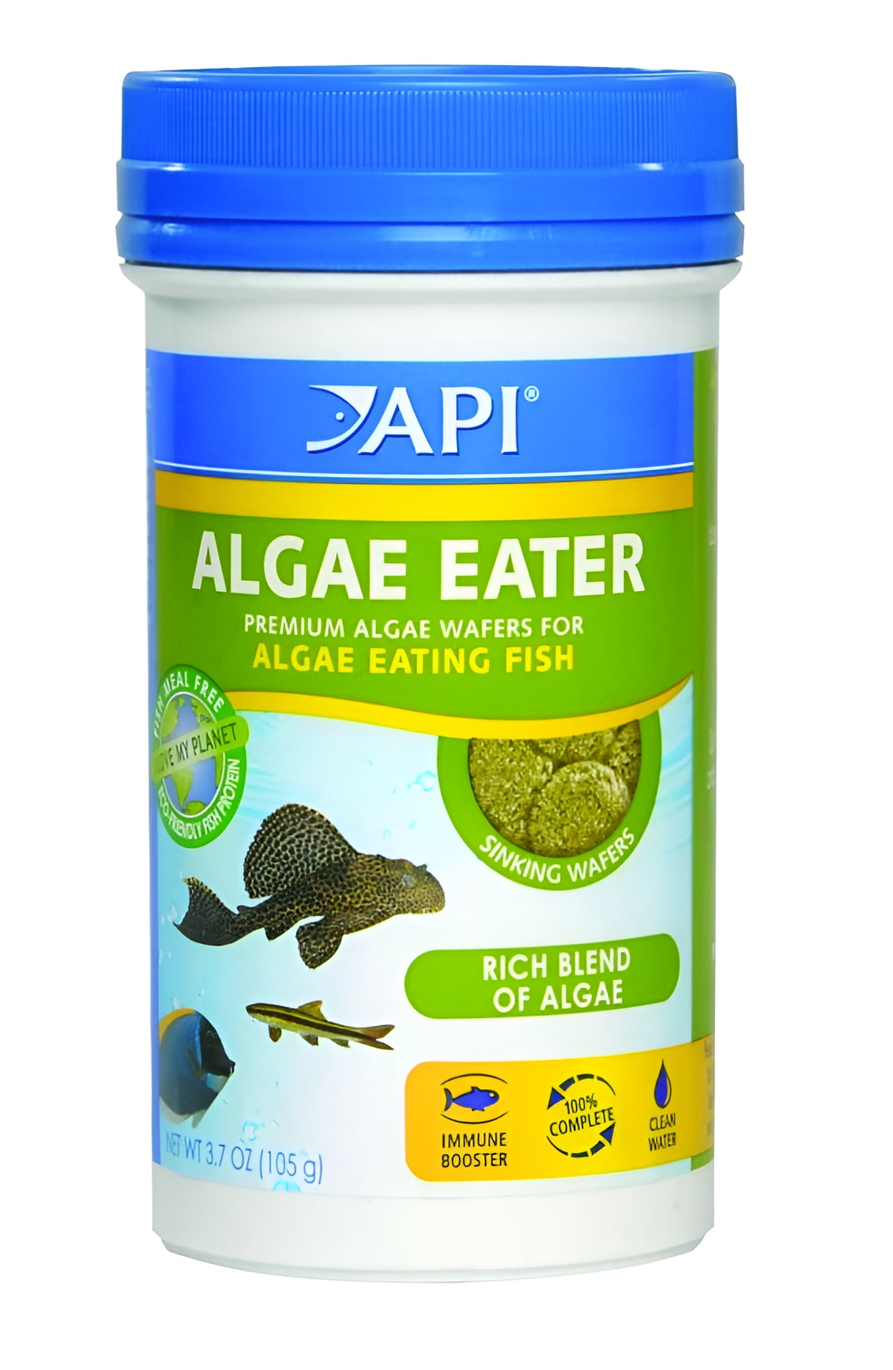 API Algae Eater Premium Sinking Wafer Fish Food 3.7oz