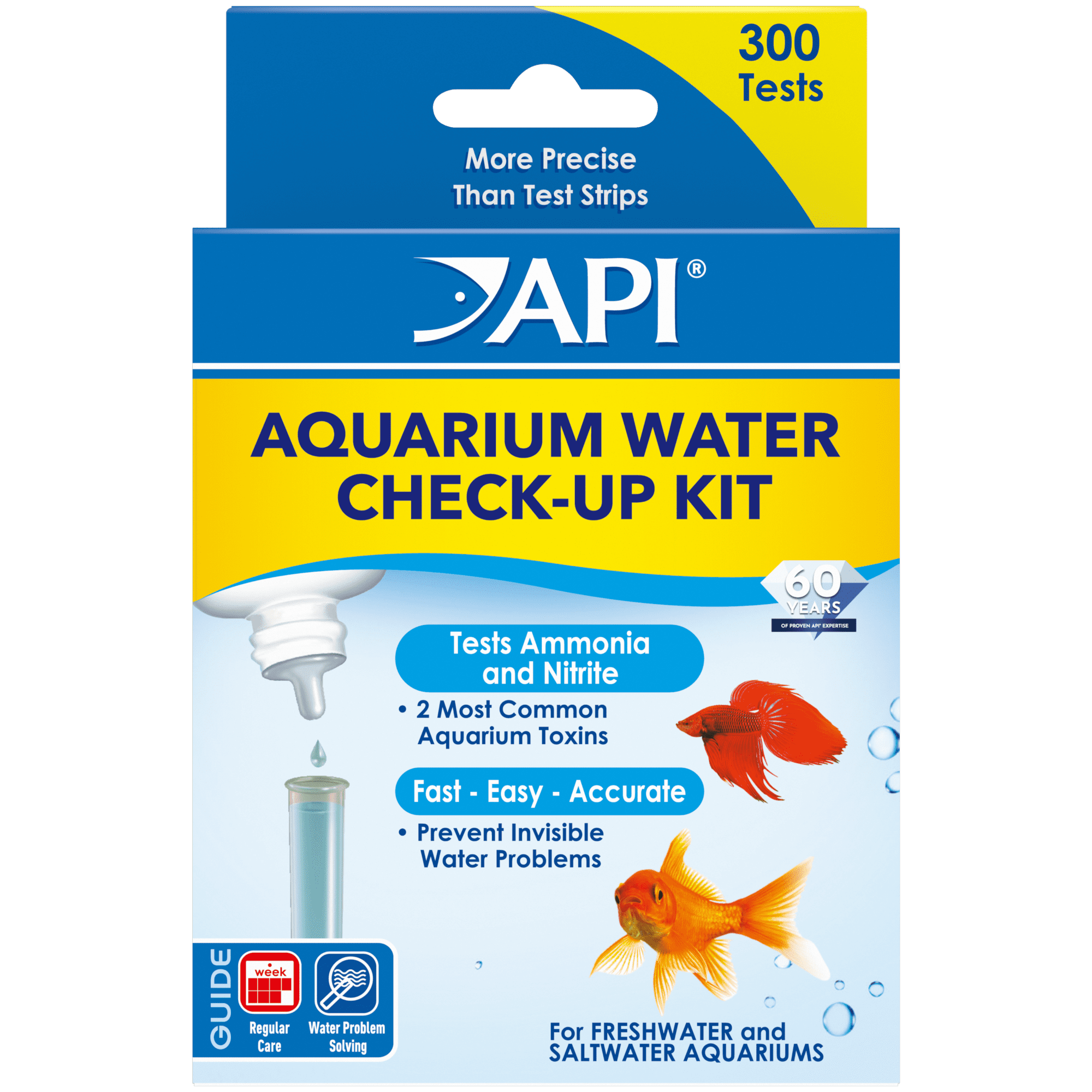 API Aquarium Water Check-Up Test Kit, 300 Tests - Accurately Test for Ammonia & Nitrite in Freshwater & Saltwater Aquariums