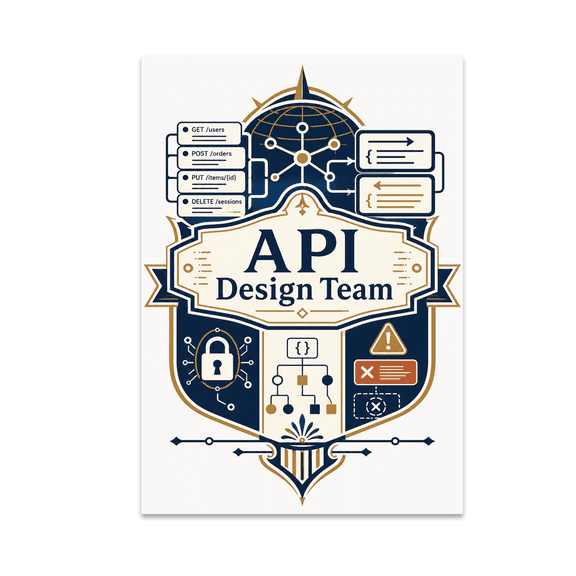 API Design Team Vintage Emblem Art - API Developers, 13 x 19 in Glossy Unframed Wall Poster, Vertical