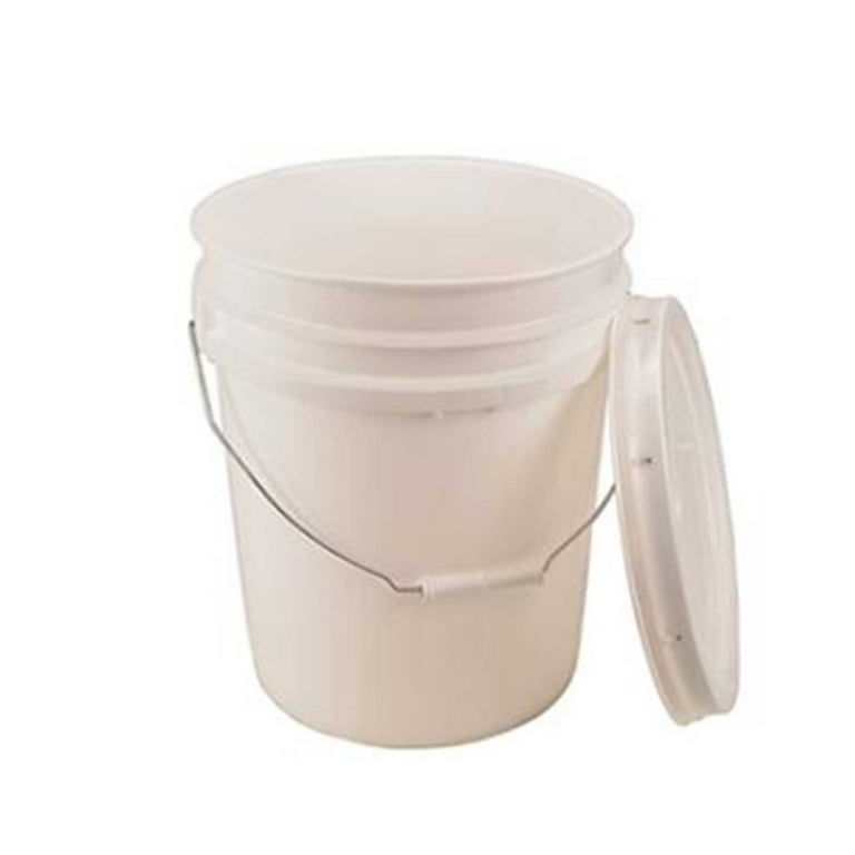 5 Gallon Food Grade Bucket, BPA Free Pail With Handle & Lid - White