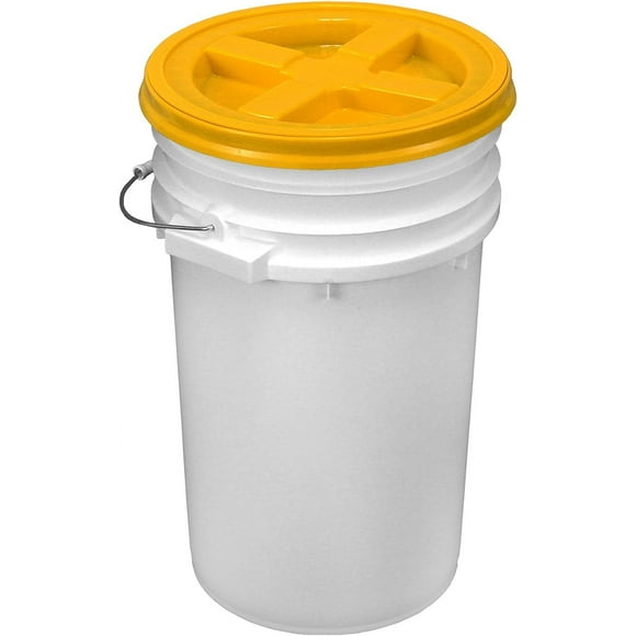 API Kirk 7 Gallon Yellow Food Grade Plastic Storage Bucket with Gamma Seal Lid
