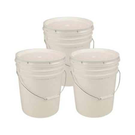 API-Kirk API Kirk 5 Gallon White Bucket & Lid - Set of 3 - Durable 90 Mil All Purpose Pail - Food Grade - Contains No BPA Plastic