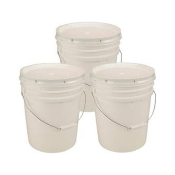 API-Kirk API Kirk 5 Gallon White Bucket & Lid - Set of 3 - Durable 90 Mil All Purpose Pail - Food Grade - Contains No BPA Plastic