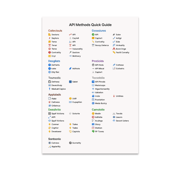 API Methods Quick Guide Wall Decor - Developer Enthusiast - 13x19 Poster Print