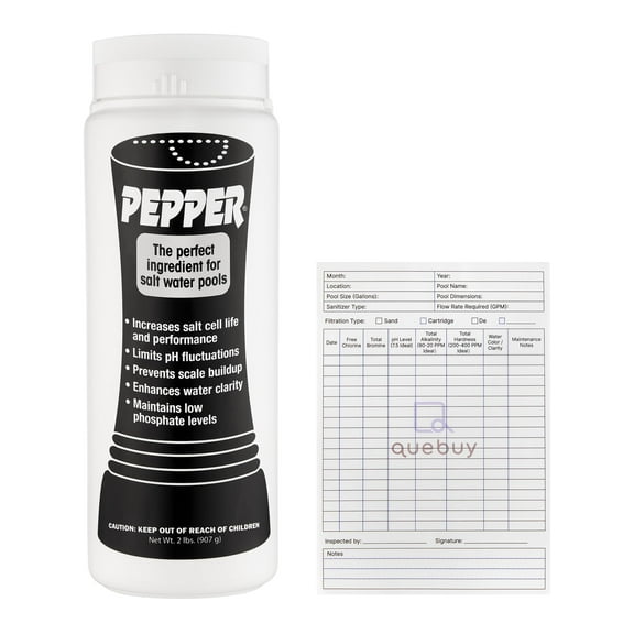 API Pepper 2 Lb Salt Water Pool Chemical Maintenance Balancer + QueBuy Pool Log Book