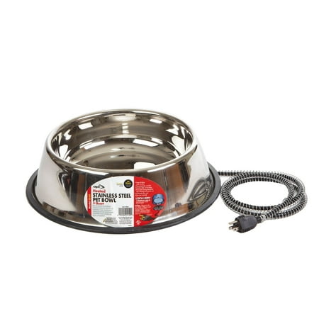 API Silver Stainless Steel 160 oz Heated Pet Bowl For Dog
