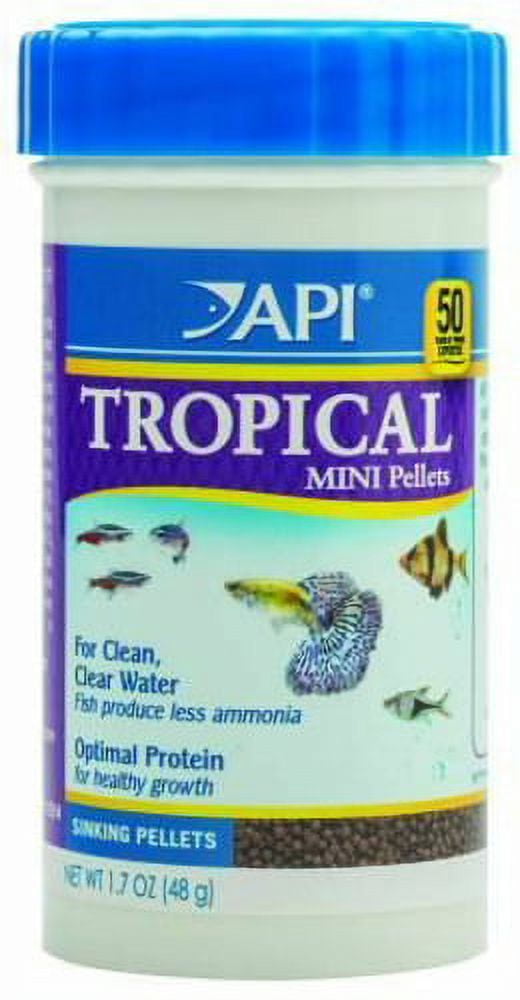 API Tropical Mini Pellets, Mini Sinking Pellets Fish Food, 1.7 oz