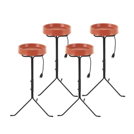API Weather Resistant Heated Bird Bath w/ Round Basin and Metal Stand, 4 Pk