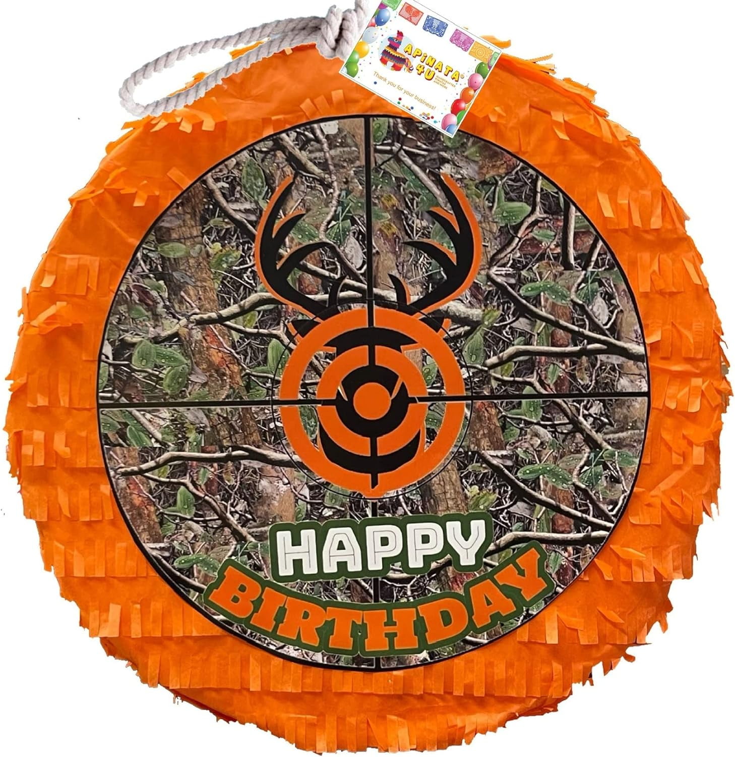APINATA4U 16" Camouflage Hunting Pinata Orange Color Hunting Party Supplies Oh Deer Party