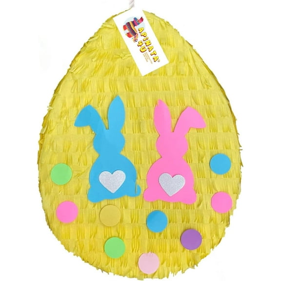 APINATA4U 2-D Easter Egg Pinata Easter Gender Reveal Pinata He or She Pink or Blue Bunny Accents