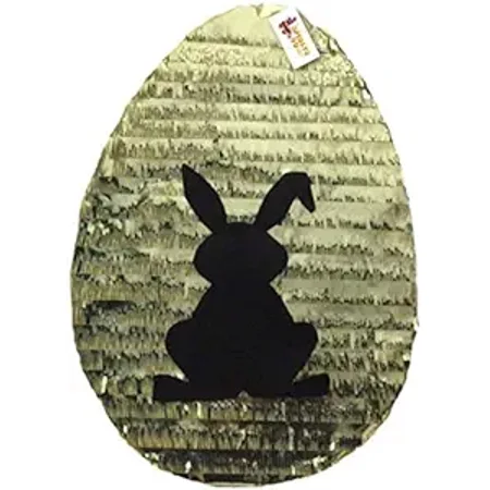 APINATA4U 2-D Gold Easter Egg Pinata With Black shadow bunny