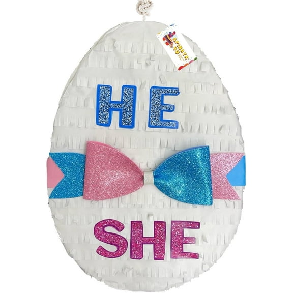 APINATA4U 2-D He or She Easter Egg Pinata for Gender Reveal Party - Multicolor