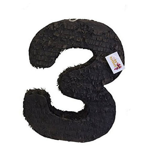 APINATA4U 20'' Tall Black Number Three Pinata Third Birthday