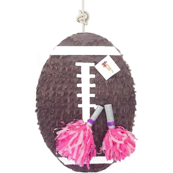 APINATA4U 20" Tall Gender Reveal Football Pinata Cheerleader Theme Pinata Pom Poms