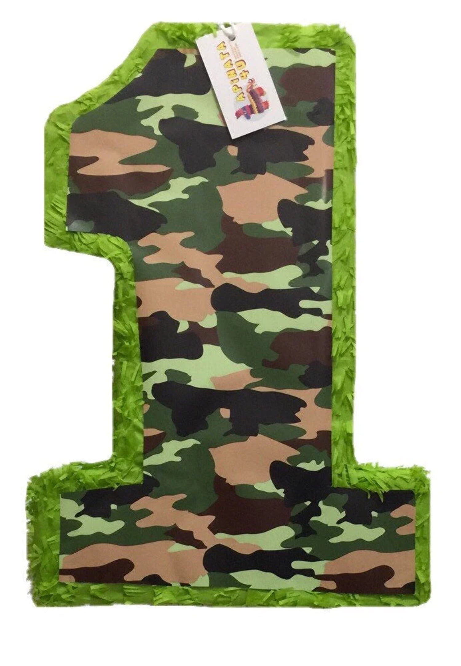 A PINATA 4 U APINATA4U 20" Tall Green Camouflage Number One Pinata Woodland Theme