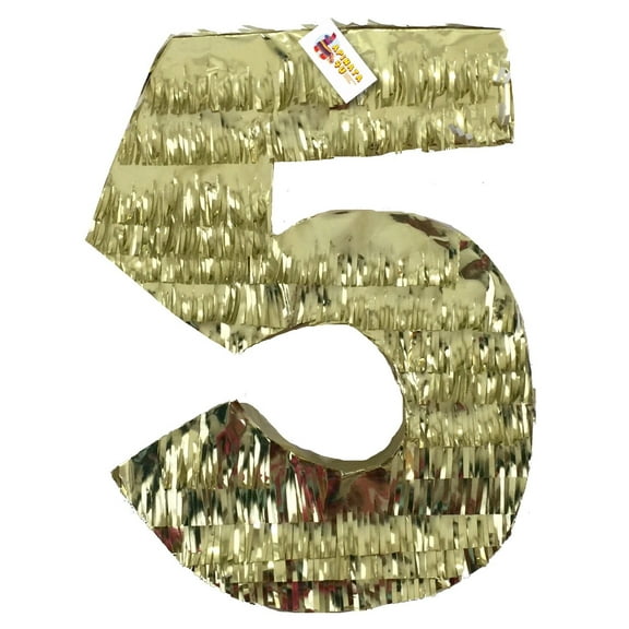 APINATA4U 20'' Tall Number Five Piata Gold Color