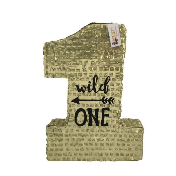 APINATA4U 20" Tall Number One Pinata Wild One Theme Gold and Black Color First Birthday