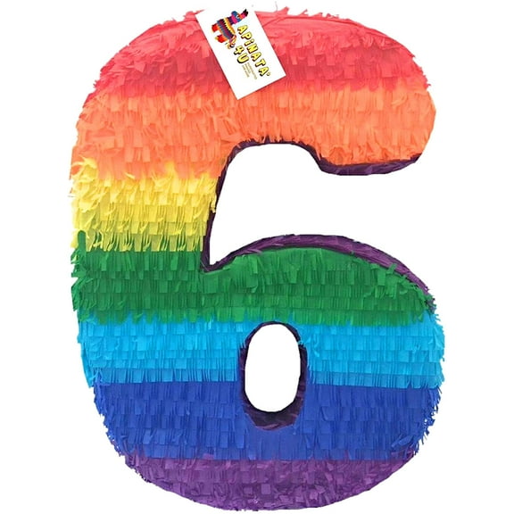 APINATA4U 20" Tall Number Six Rainbow Theme Rainbow Colors Birthday