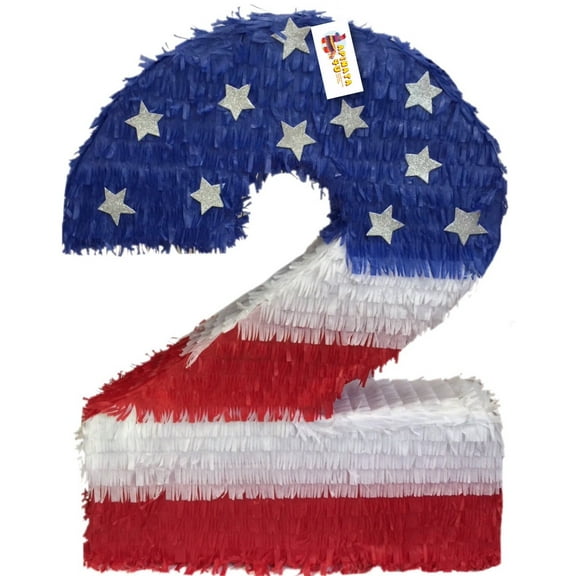 APINATA4U 20'' Tall Patriotic Number Two Piata 4th July Piata