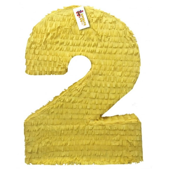 APINATA4U 20'' Tall Solid Yellow Number Two Piñata Second Birthday