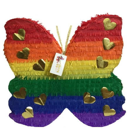 APINATA4U Butterfly Pinata Rainbow & Gold Color
