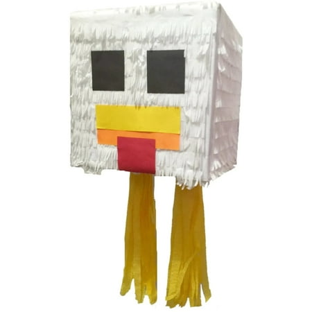 APINATA4U Chicken Inspired Pixelated Theme Pinata Fully Assembled Ready to Use