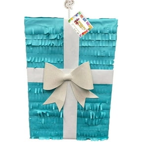 APINATA4U Gift Box Pull Strings Pinata Color White & Gold Bow