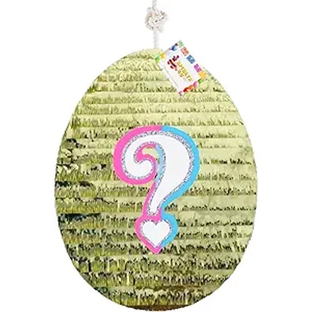 APINATA4U Gold Color Egg Pinata with Pink Glitter Heart Accent Easter Theme Party Favor