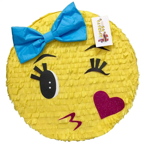 APINATA4U Kissing Emoticon with Blue Bow