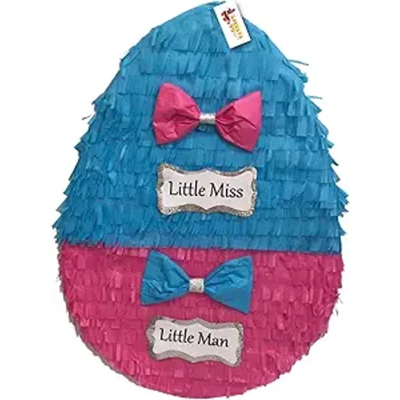 APINATA4U Little Miss Little Man Multicolor Easter Egg Pinata Gender Reveal Party