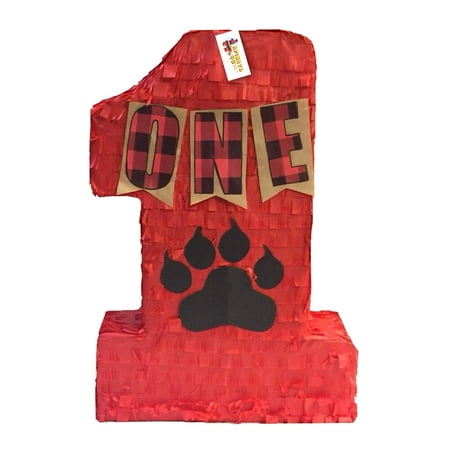 APINATA4U Number One Lumberjack Theme Pinata with Bear Paw Accent