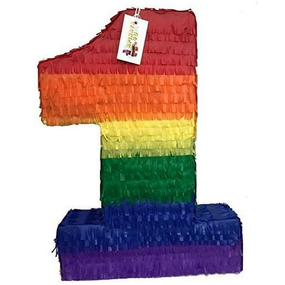 APINATA4U Number One Pinata Rainbow Colored 20" Tall