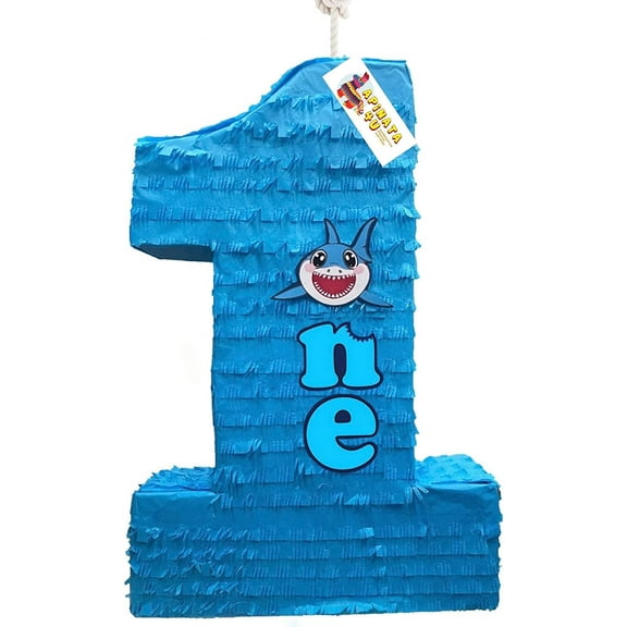 APINATA4U Number One Shark Theme Piata 20" Tall Blue Color First Birthday