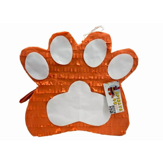 APINATA4U Orange & White Paw Print Pinata 19" Tall