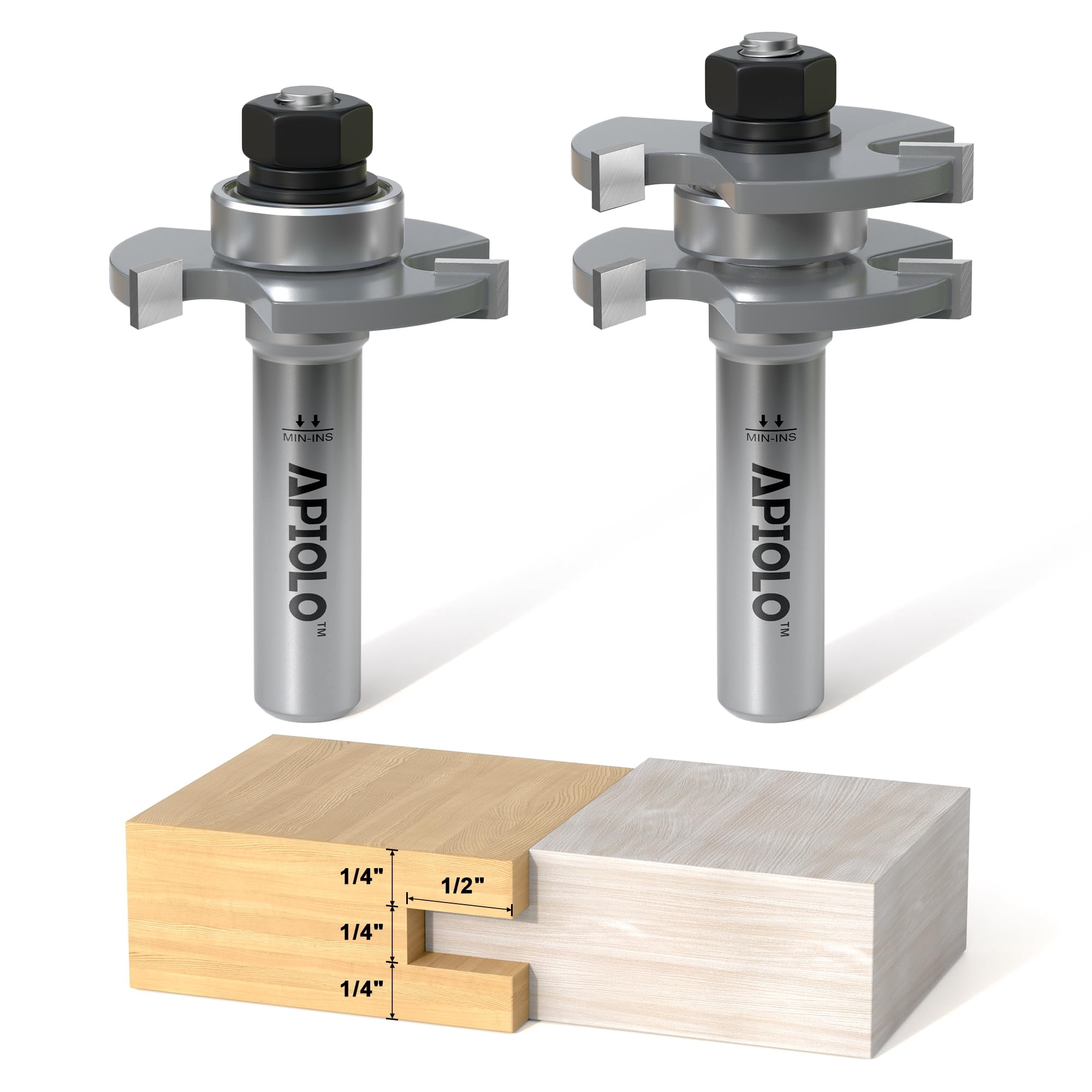 APIOLO Professional 2 PCS Tongue and Groove Router Bit Set 1/2 Inch ...