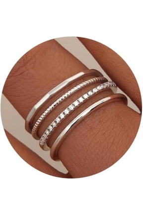 14K Gold Filled 1.3Mm Thin Stackable Rings For Women - Minimalist Non Tarnish Half Cubic Zirconia Band Rings - Dainty Trendy Statement Stacking Rings Set Size 5-10