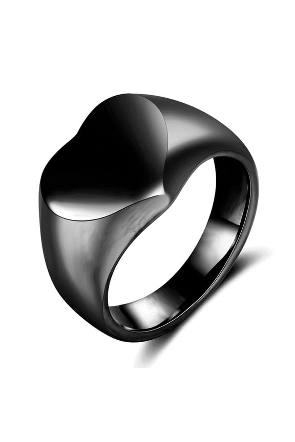 14K Gold Plated Heart Signet Ring for Women - Chunky Love Statement Band - Friendship Rings