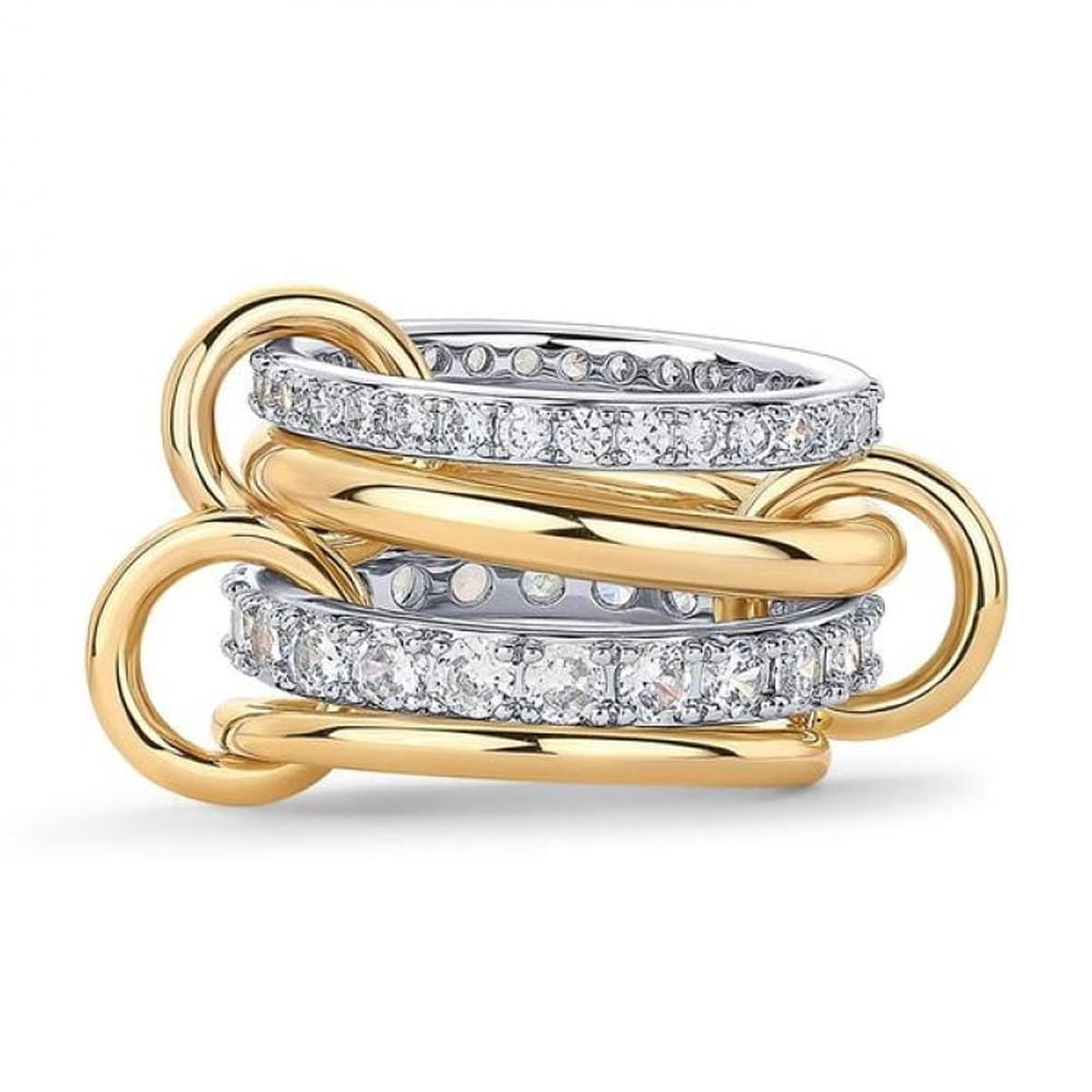 APIPEE 14K Gold Plated Interlocked Stackable Rings for Women Statement ...