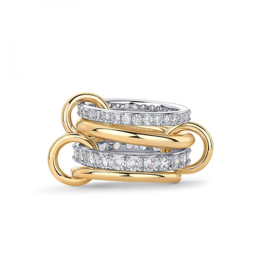 APIPEE 14K Gold Plated Interlocked Stackable Rings for Women Statement ...