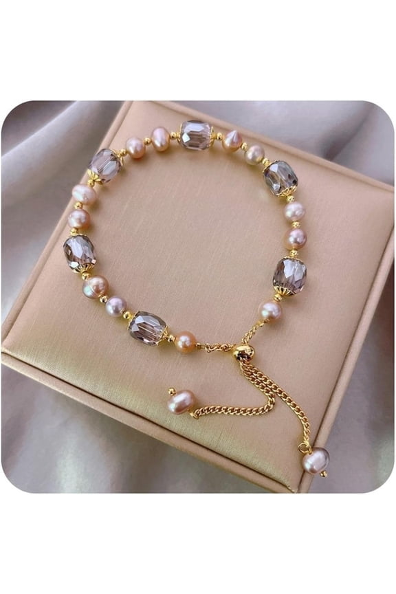 14k Plated Crystal Glass Bracelet for Women Chinese Style Jade Bead Bracelet Gifts for Her Him
