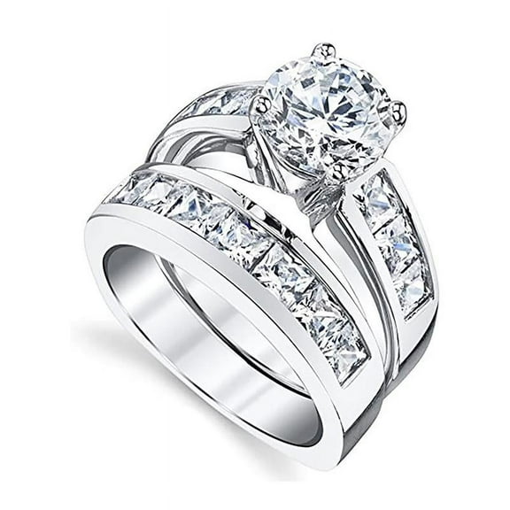 APIPEE 2pcs His and Hers Wedding Ring Sets Couples Engagement Rings Women and Men 925 Sterling Silver AAA Cubic Zirconia Jewelry for Women