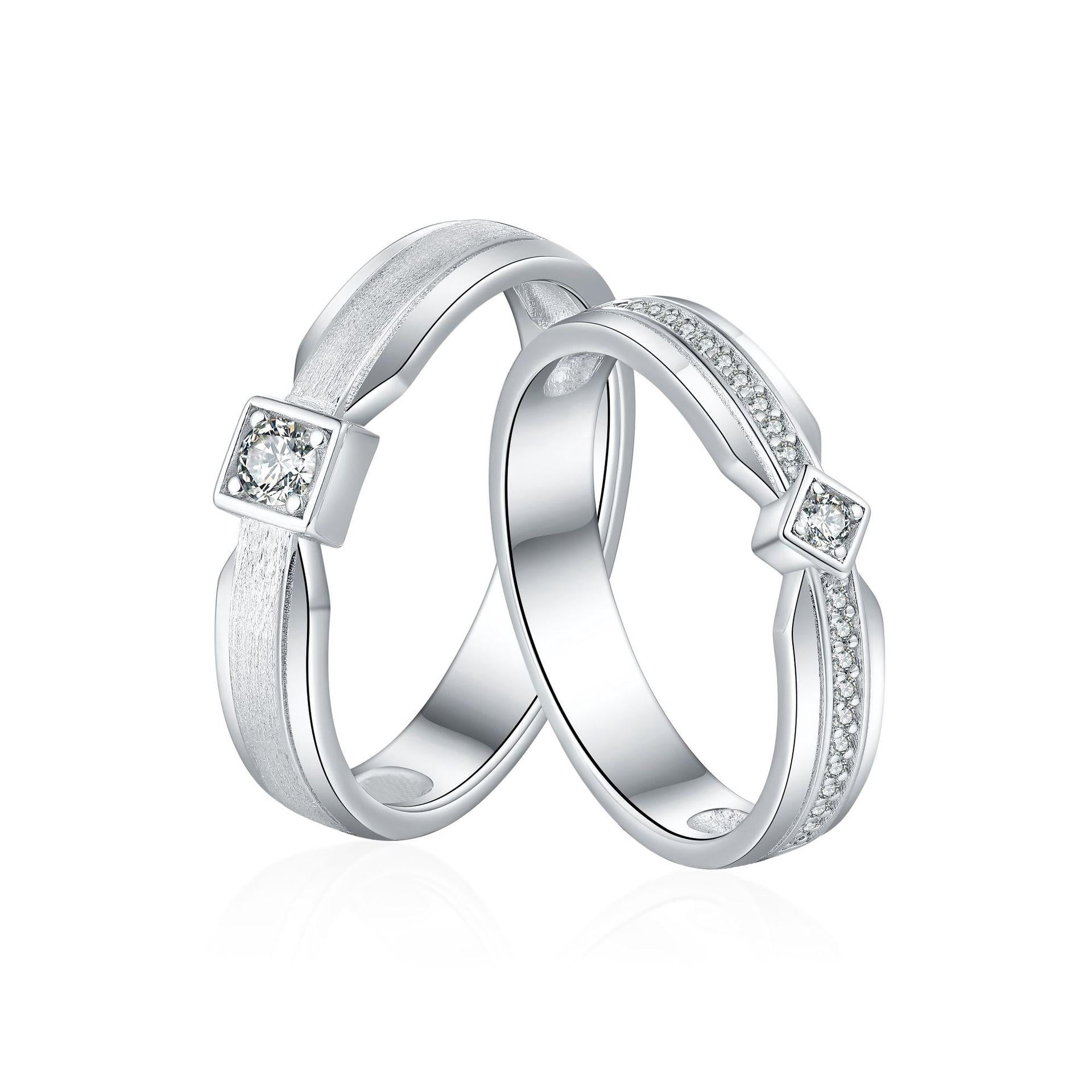 APIPEE 2pcs His and Hers Wedding Ring Sets Couples Engagement Rings ...