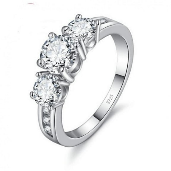 APIPEE 3 Stones Moissanite Ring Elegant Design For Woman Man Anniversary Wedding Engagement 925 Sterling Silver Rings With White Gift Box