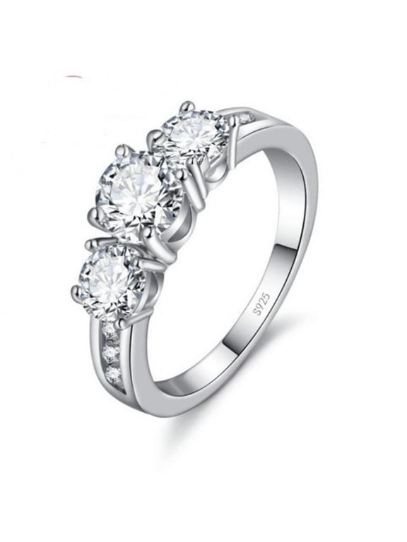 3 Stones Moissanite Ring Elegant Design For Woman Man Anniversary Wedding Engagement 925 Sterling Silver Rings With White Gift Box