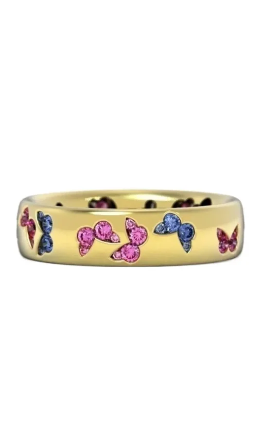 925 Sterling Silver Butterfly Halo Multi Cubic Zirconia Statement Thumb Ring