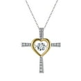 thumbnail image 1 of APIPEE 925 Sterling Silver Heart-Shaped Cross Necklace for Women, Heartbeat Clavicle Chain, Sweater Chain, 1 of 5