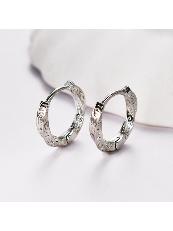 925 Sterling Silver Infinity Hoop Earrings for Women 2 Piece Set Safety Back Closure